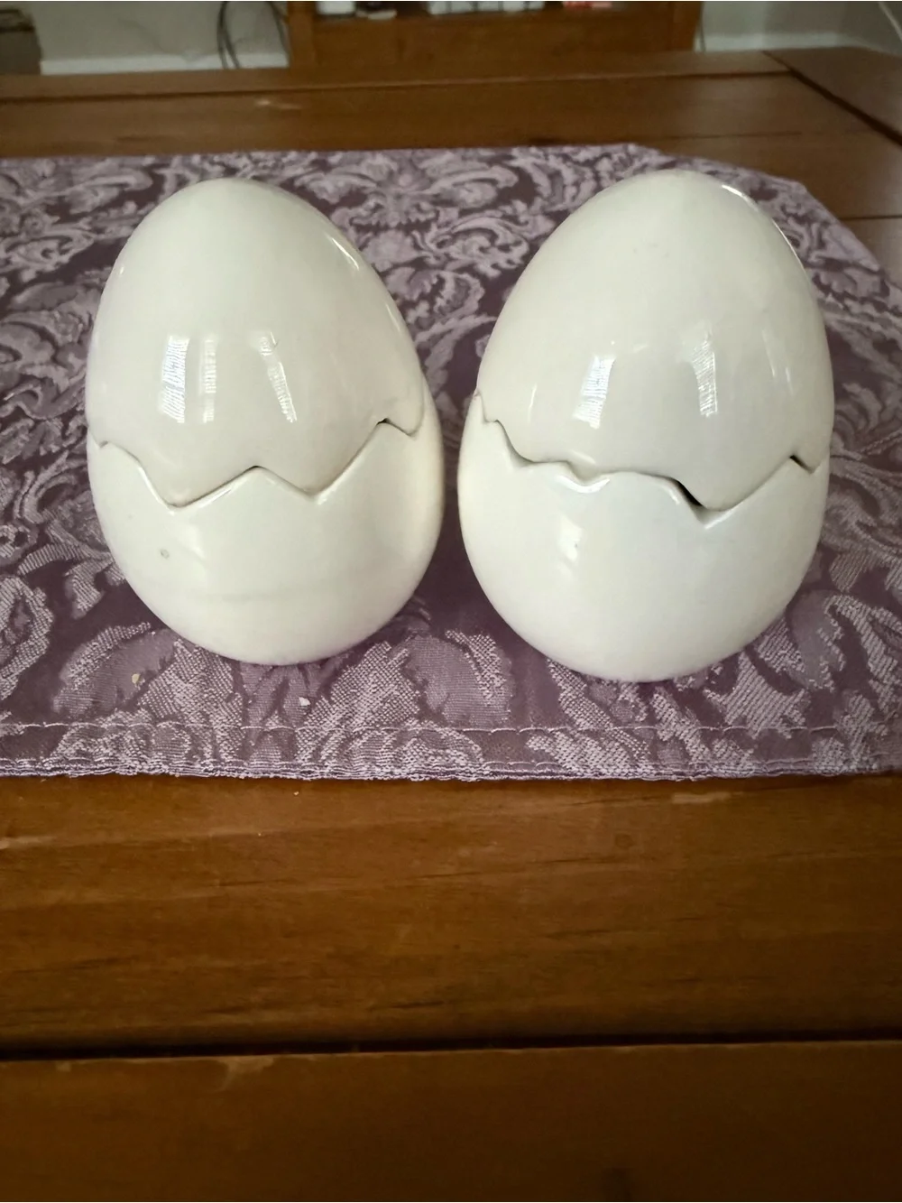White Ceramic Egg Tea Light Candle Holder Set